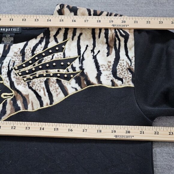 Nonpareil Top Womens L Leopard Animal Design 3/4 Sleeves Pullover Vintage 1980s - Picture 4 of 13